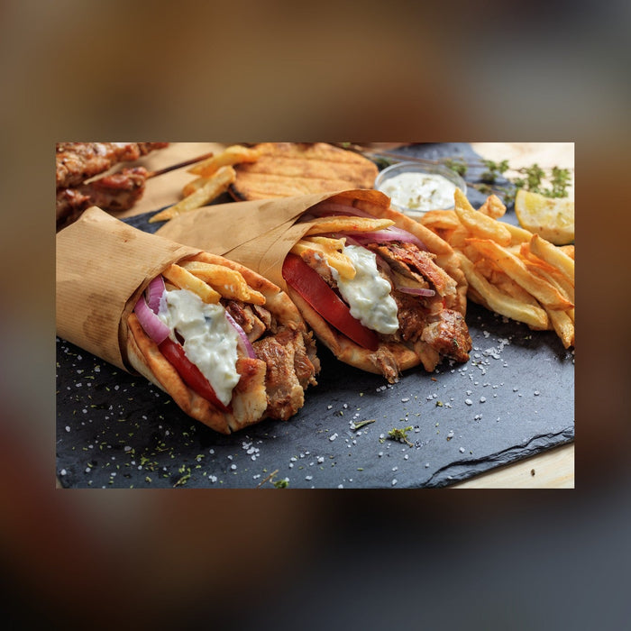 Gyros wrapped in pita with fries